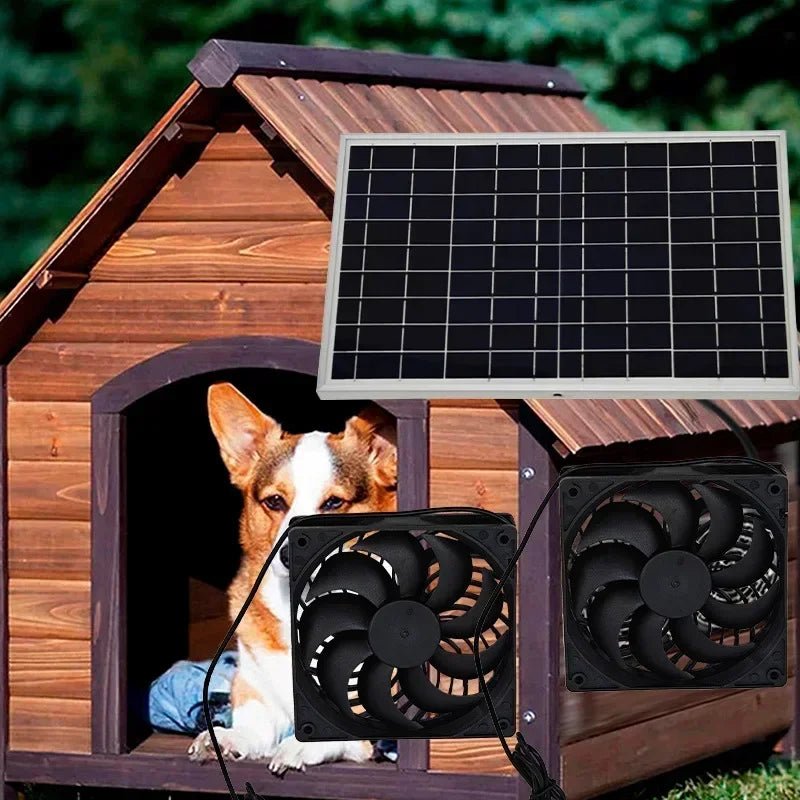 10W Solar Fan for Pet Kennel | Auto Ventilation for Cat & Dog House - SunTweet