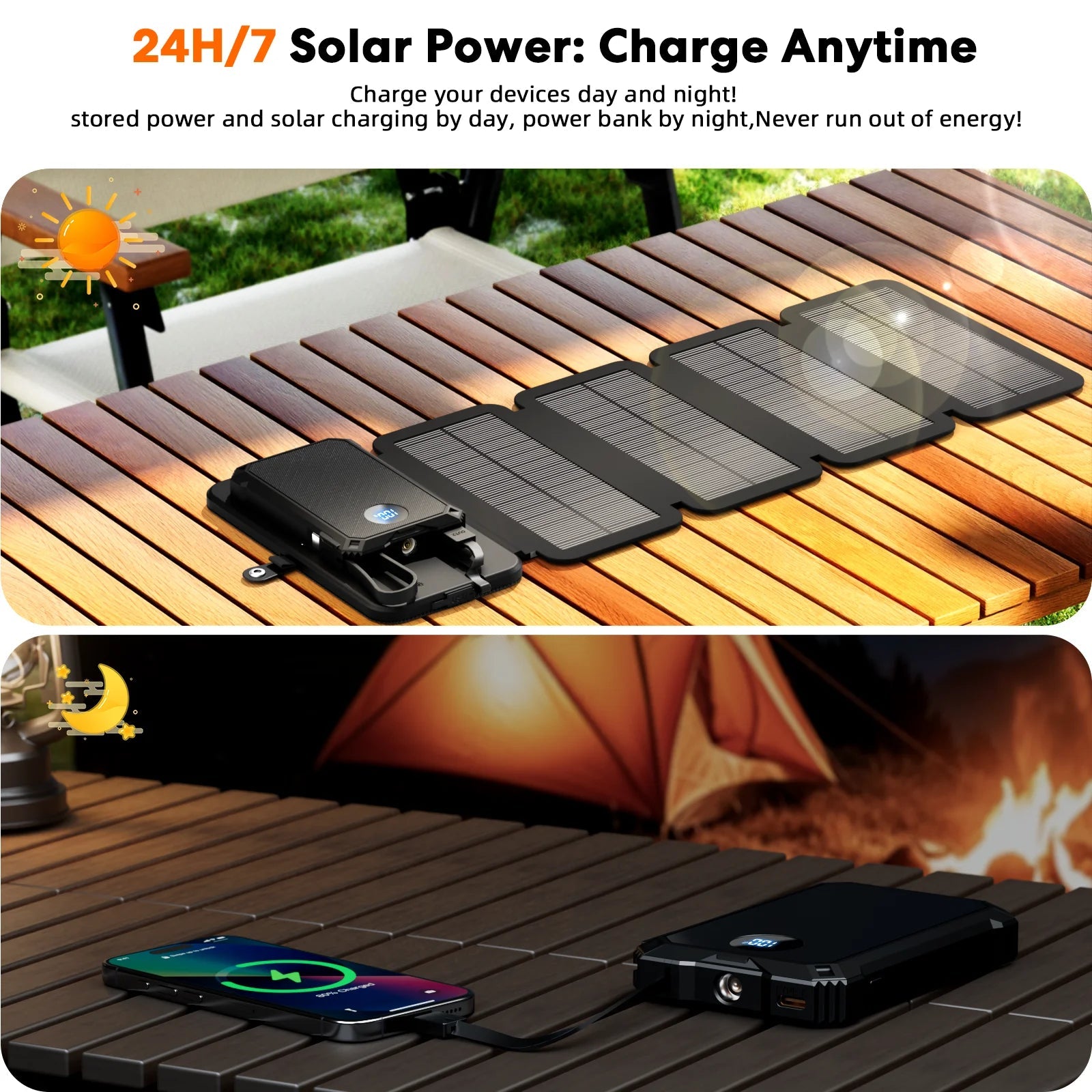 15W Magnetic Wireless 5000mAh Solar Power Bank - SunTweet