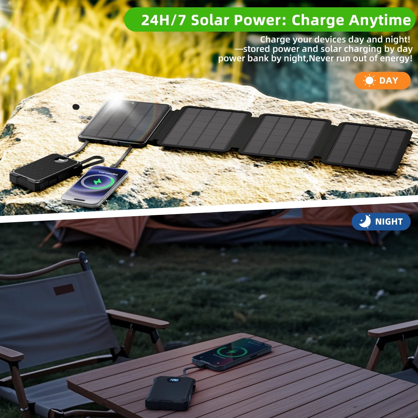 15W Magnetic Wireless 5000mAh Solar Power Bank - SunTweet