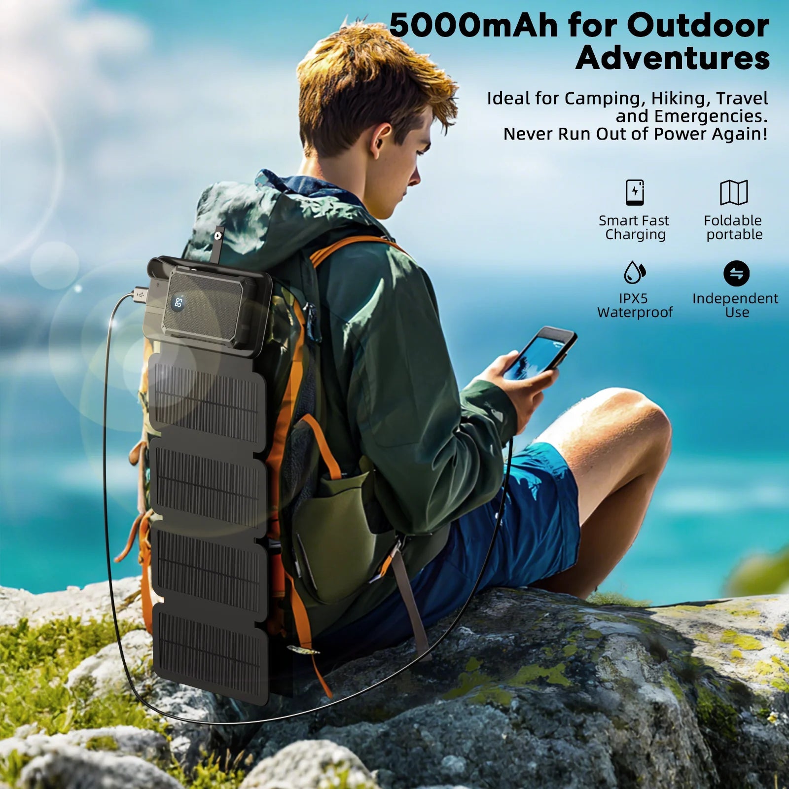 15W Magnetic Wireless 5000mAh Solar Power Bank - SunTweet