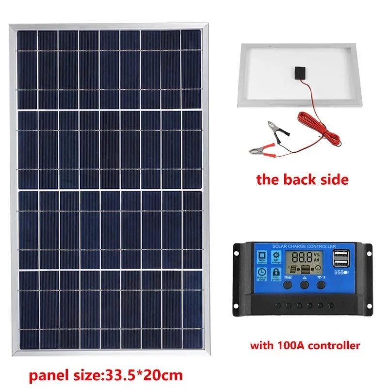 300W/600W Solar Panel Kit Complete 12V Polycrystalline USB Power Portable Outdoor Rechargeable Solar Cell Solar Generator - SunTweet