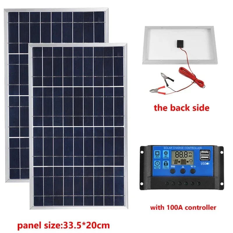 300W/600W Solar Panel Kit Complete 12V Polycrystalline USB Power Portable Outdoor Rechargeable Solar Cell Solar Generator - SunTweet