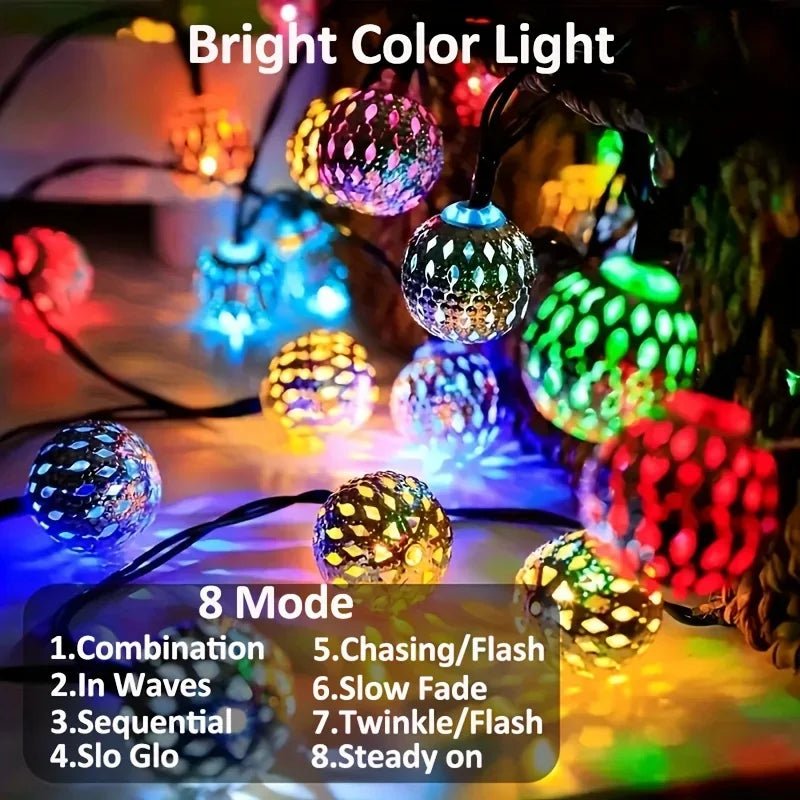 Moroccan Ball Solar String Lights | 20/30/50 LED Outdoor Decor - SunTweet