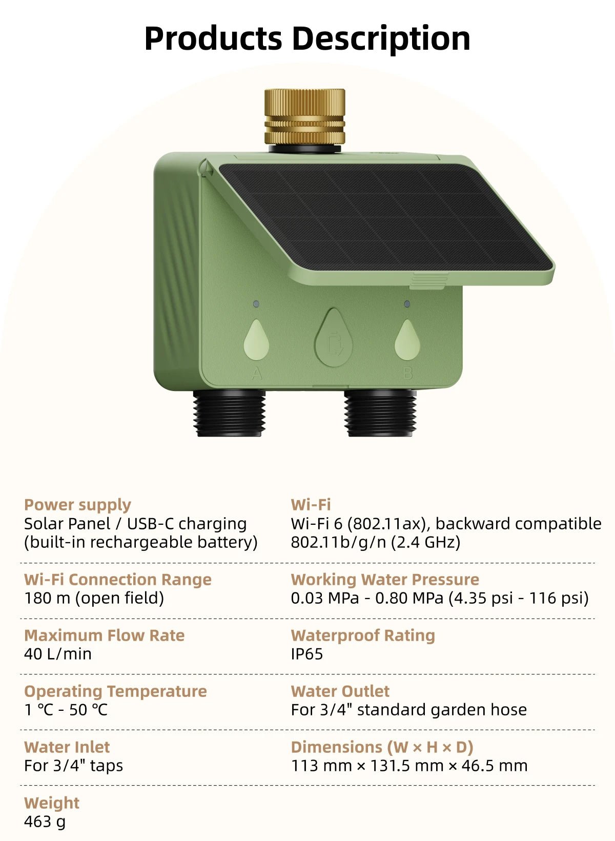 Smart WiFi Solar Sprinkler Timer | 2 - Zone Garden Irrigation Controller with Flow Detection - SunTweet