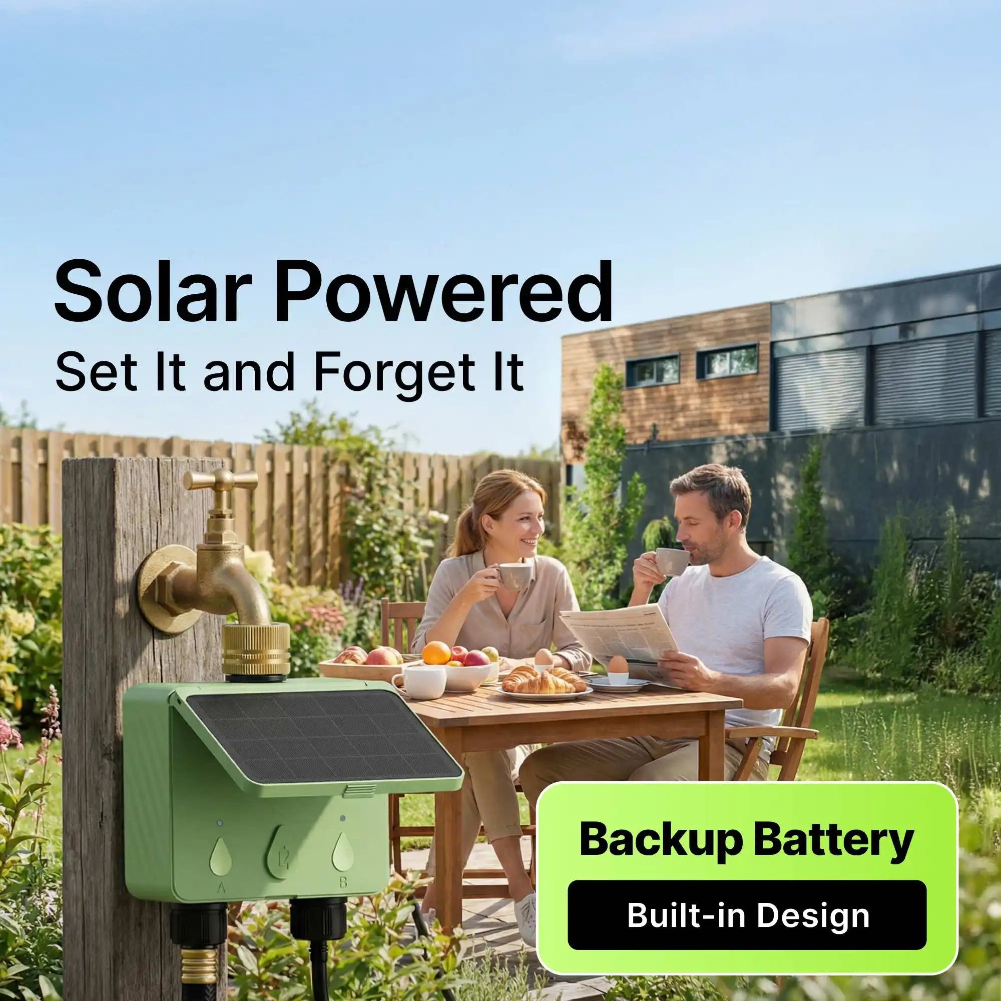 Smart WiFi Solar Sprinkler Timer | 2 - Zone Garden Irrigation Controller with Flow Detection - SunTweet