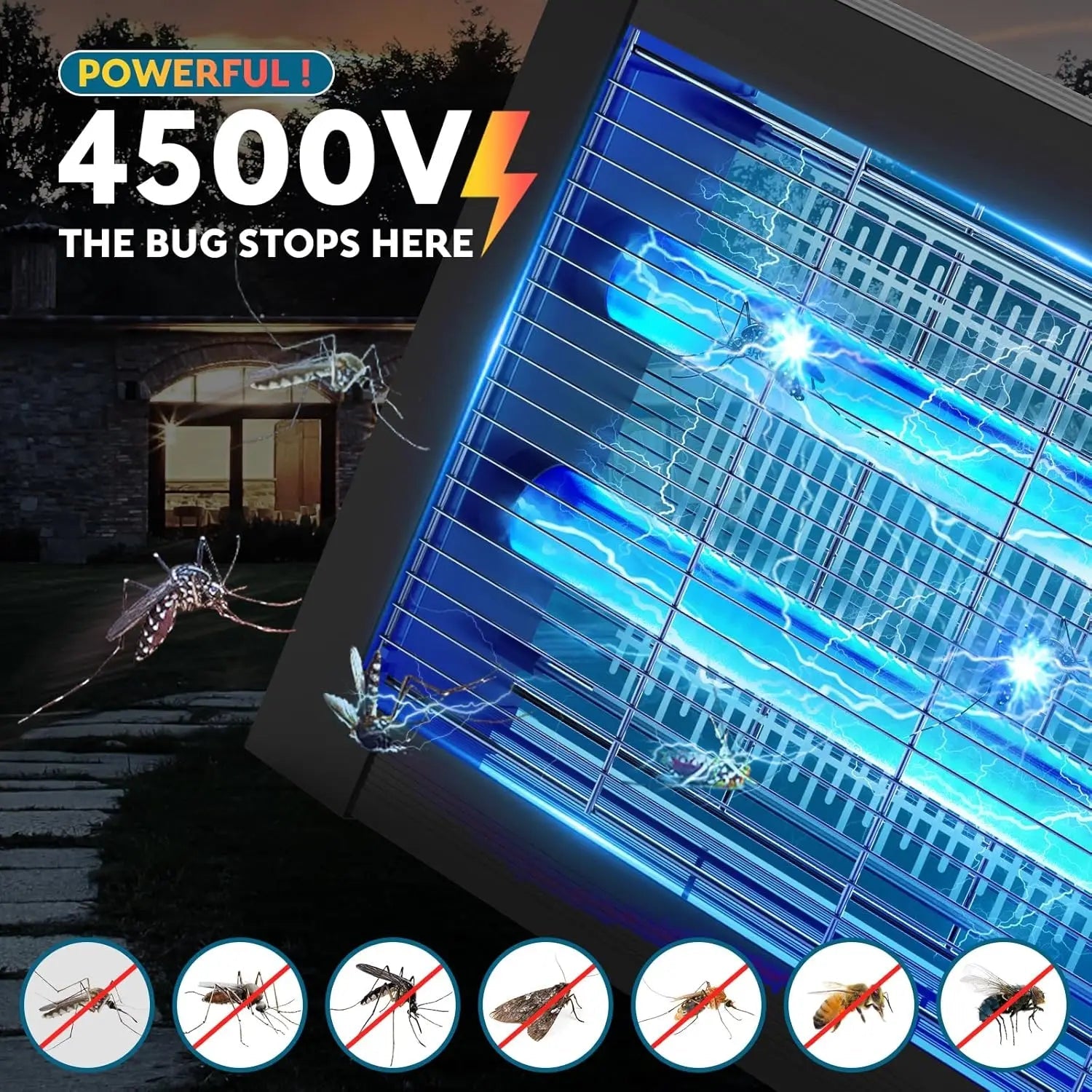 Solar Bug Zapper Outdoor | 4500V Electric Mosquito Zapper with Motion Sensor - SunTweet