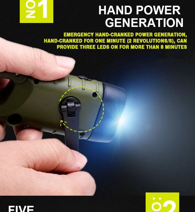 Solar Hand Crank LED Flashlight | Emergency Torch for Camping & Outdoor - SunTweet