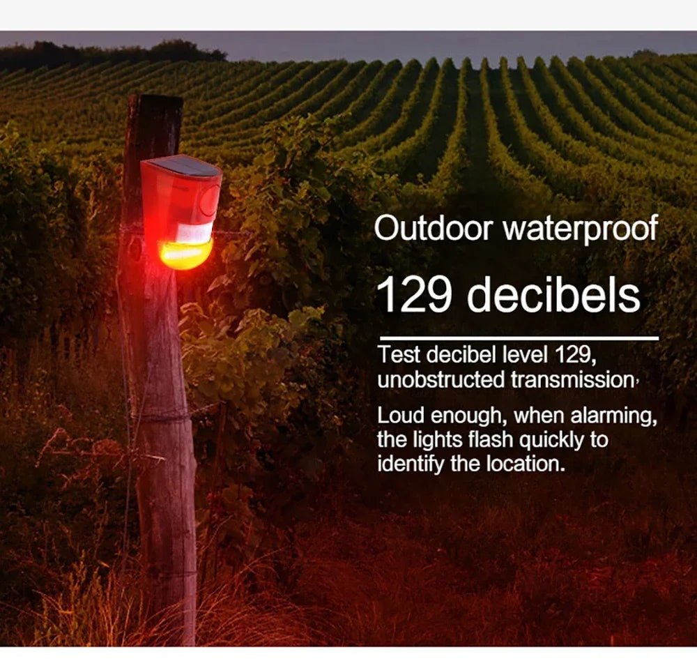 Solar Infrared Burglar Alarm | Outdoor Motion Sensor Strobe Siren Security System - SunTweet