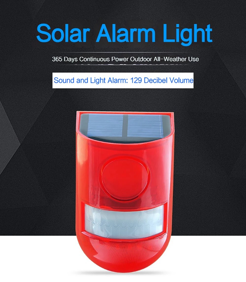Solar Infrared Burglar Alarm | Outdoor Motion Sensor Strobe Siren Security System - SunTweet