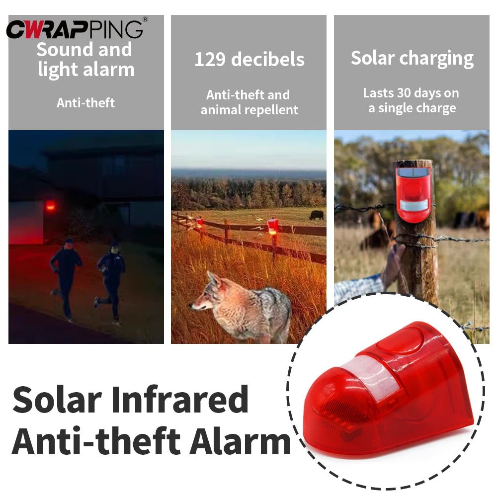 Solar Infrared Burglar Alarm | Outdoor Motion Sensor Strobe Siren Security System - SunTweet