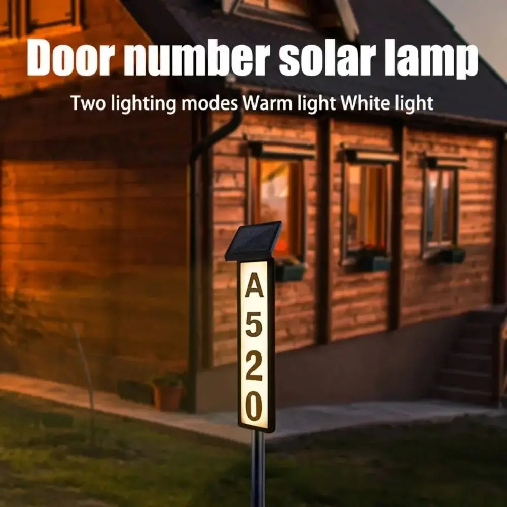 Solar Powered House Number Sign | LED Address Plaque with Pole Mount - SunTweet