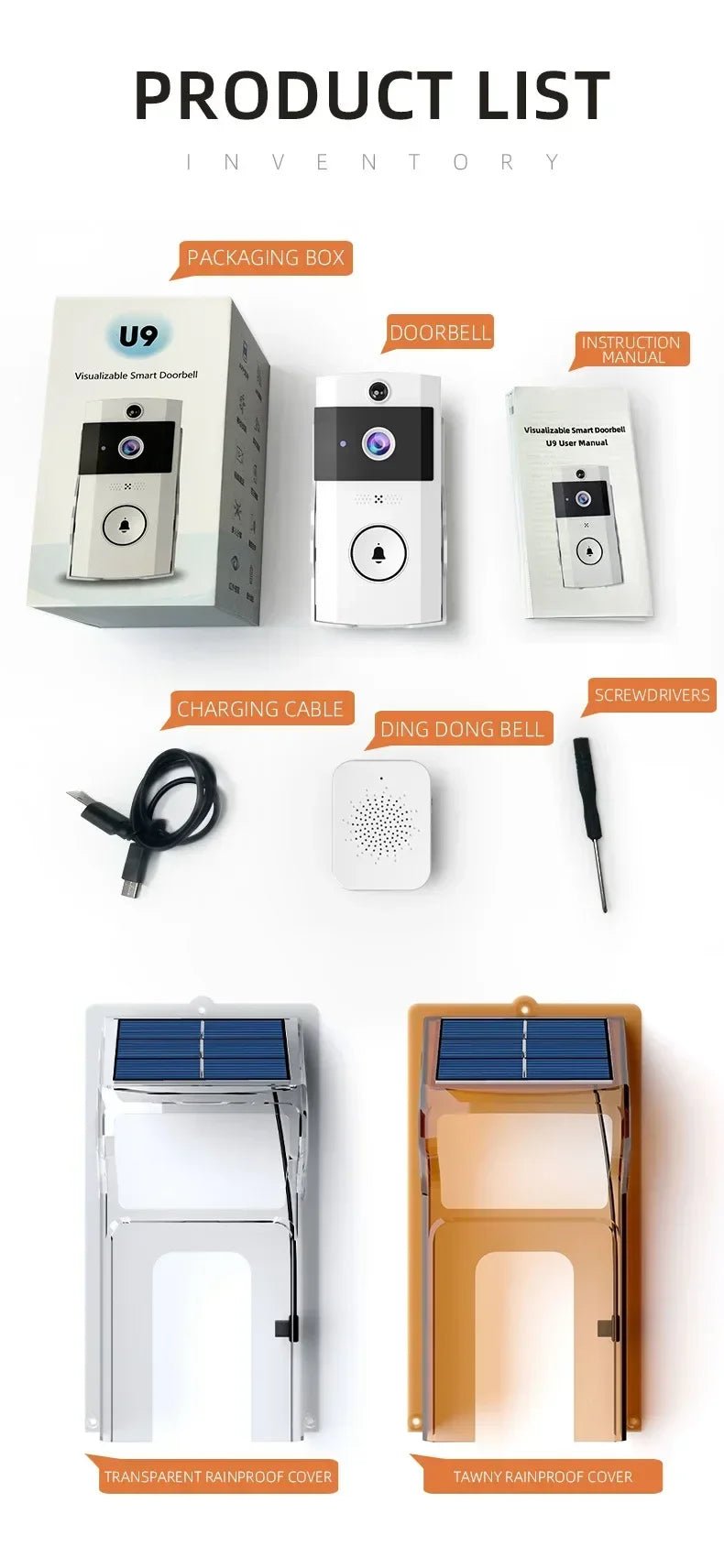Solar Wireless Video Doorbell | WiFi Smart Door Camera with Intercom & Peephole - SunTweet