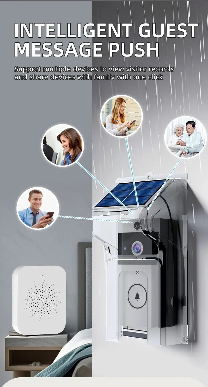 Solar Wireless Video Doorbell | WiFi Smart Door Camera with Intercom & Peephole - SunTweet