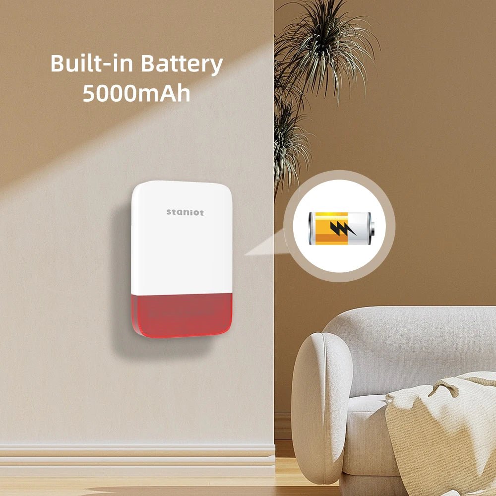 Staniot Wireless Strobe Siren 120dB | Solar Powered Indoor & Outdoor Alarm - SunTweet