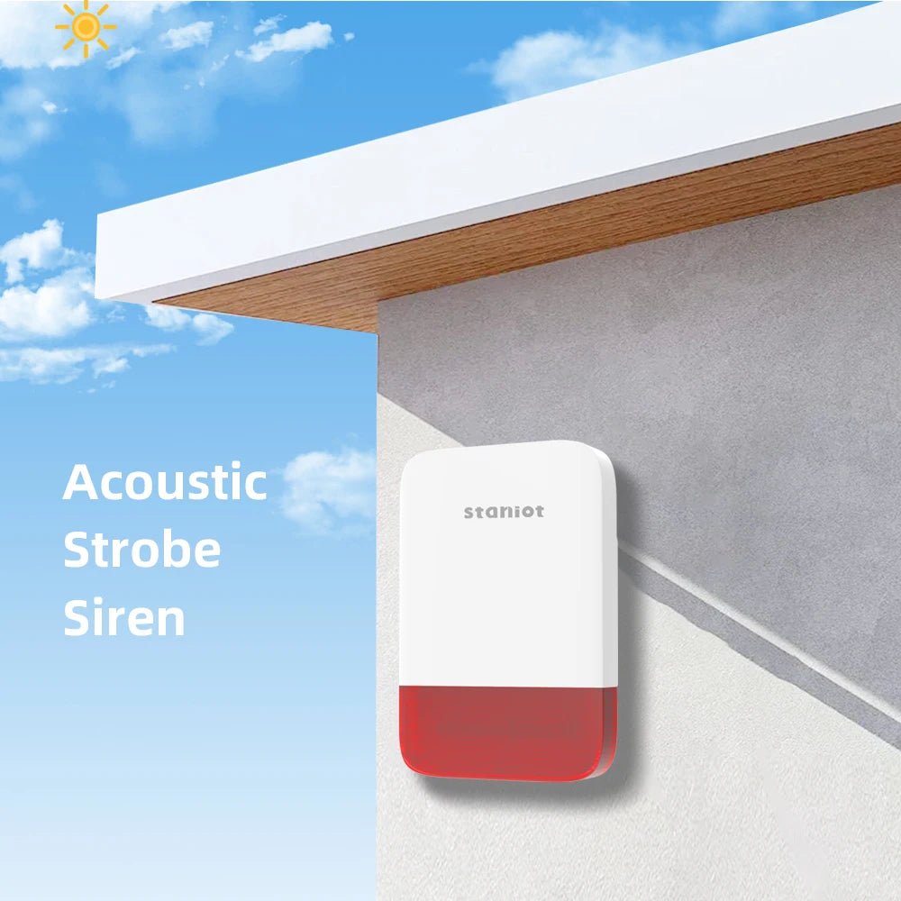 Staniot Wireless Strobe Siren 120dB | Solar Powered Indoor & Outdoor Alarm - SunTweet