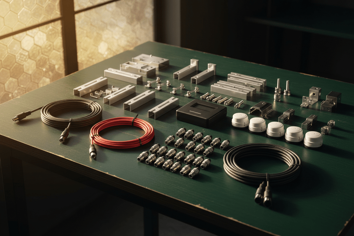 Solar accessories including cables, connectors, brackets and charge controller