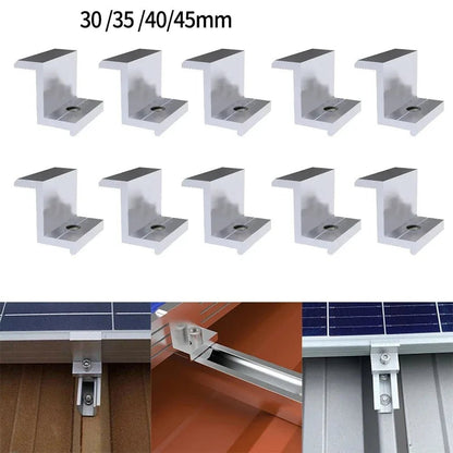 10-Piece Aluminum Solar Panel End Clamps, 30mm/35mm Frames - SunTweet
