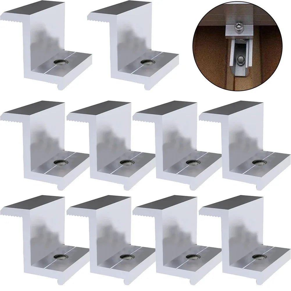 10-Piece Aluminum Solar Panel End Clamps, 30mm/35mm Frames - SunTweet