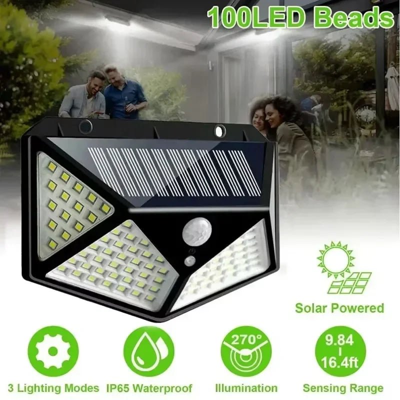 100 LED Motion Sensor Wall Lights Solar Lamp - SunTweet
