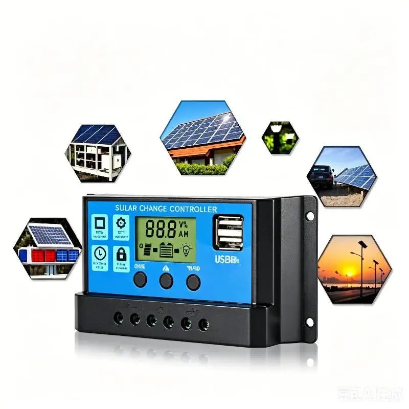 10A/20A/30A PWM Solar Charge Controller, 12V/24V LCD + USB - SunTweet