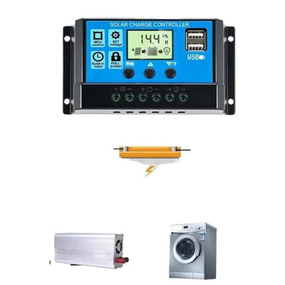 10A/20A/30A PWM Solar Charge Controller, 12V/24V LCD + USB - SunTweet