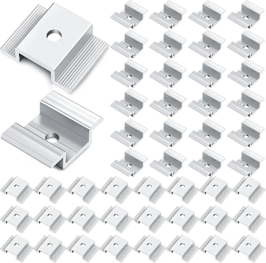 12/24/48-Piece Aluminum Solar Panel Mid Clamps, 35–50mm Frames - SunTweet