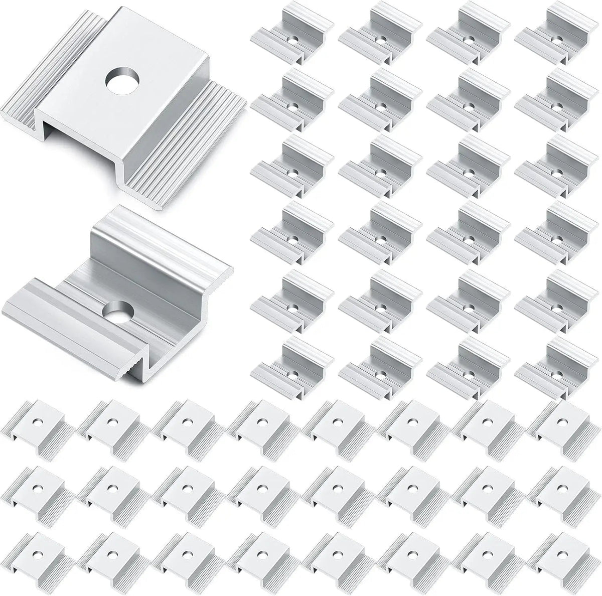12/24/48-Piece Aluminum Solar Panel Mid Clamps, 35–50mm Frames - SunTweet