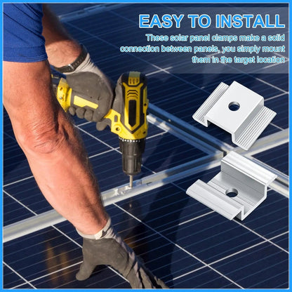 12/24/48-Piece Aluminum Solar Panel Mid Clamps, 35–50mm Frames - SunTweet