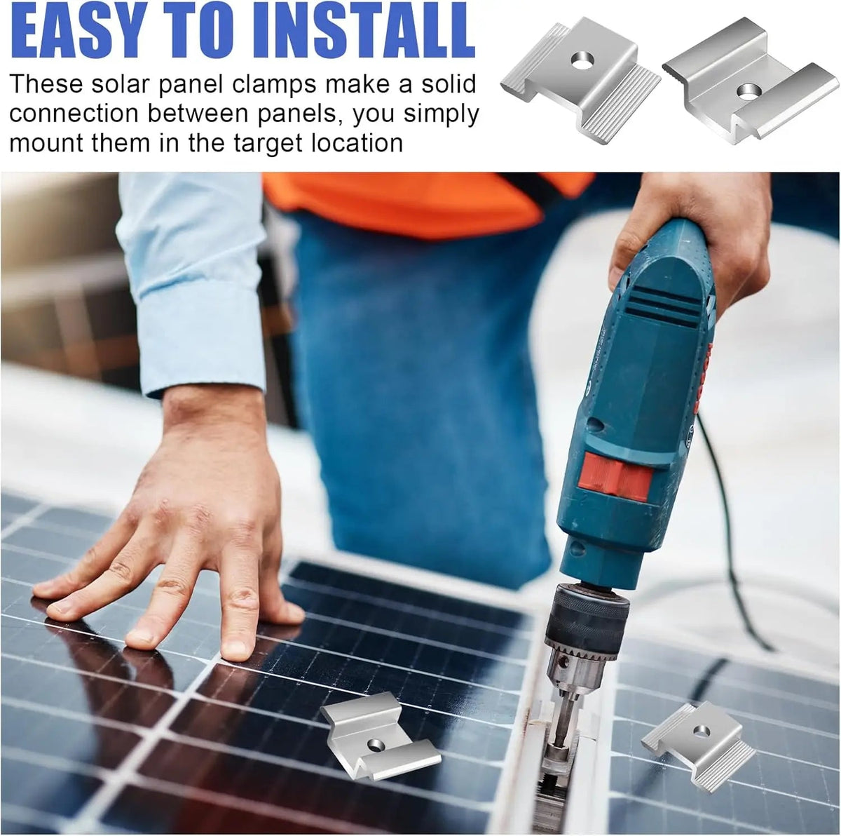 12/24/48-Piece Aluminum Solar Panel Mid Clamps, 35–50mm Frames - SunTweet
