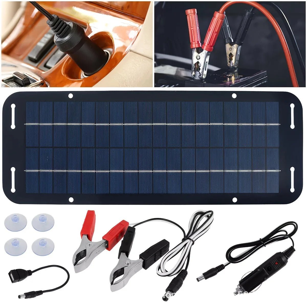 12V Solar Panel Trickle Charger Kit | IP65 Waterproof Car Battery Maintainer - SunTweet