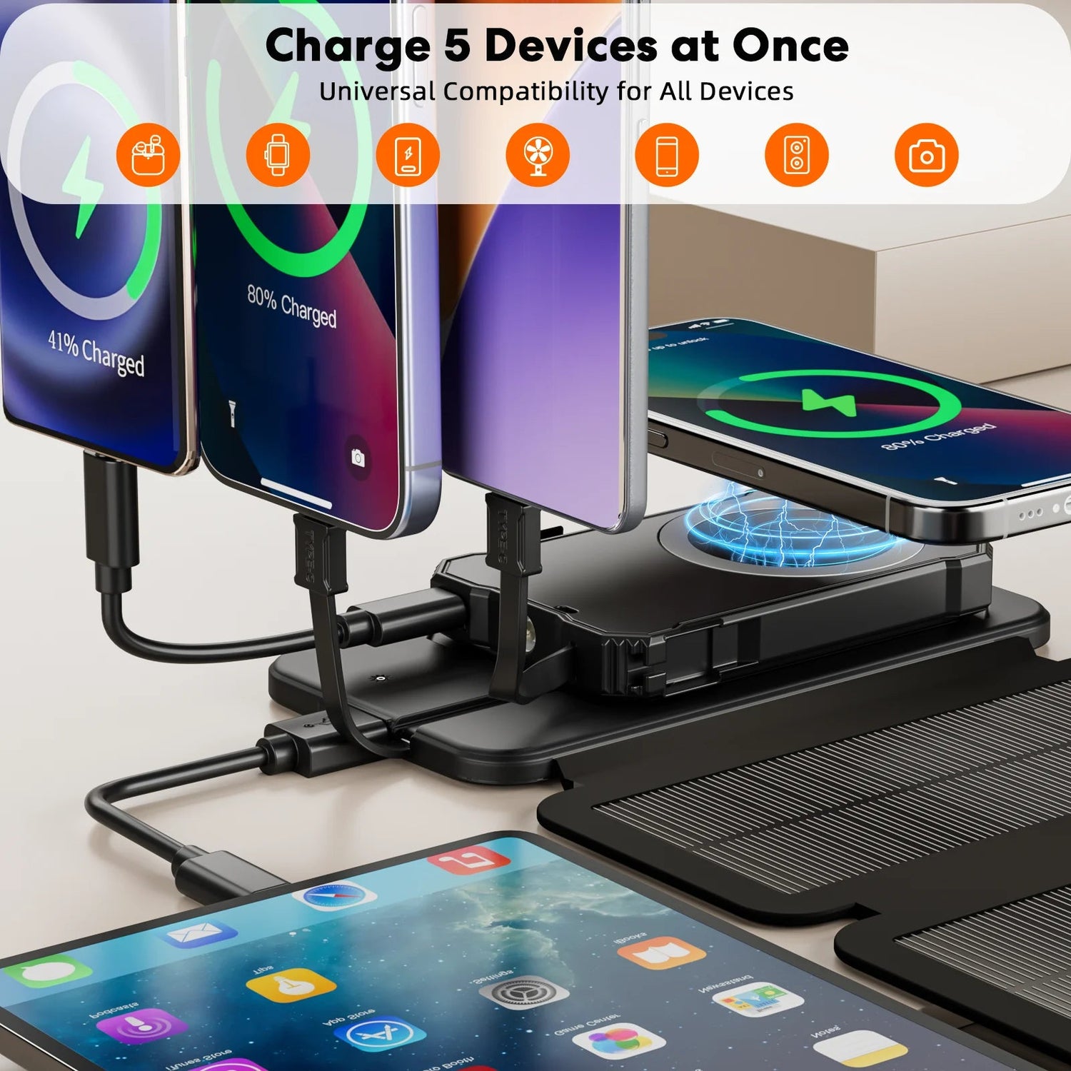 15W Magnetic Wireless 5000mAh Solar Power Bank - SunTweet