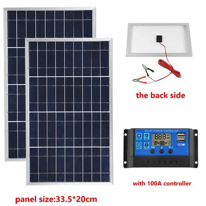 300W/600W Solar Panel Kit Complete 12V Polycrystalline USB Power Portable Outdoor Rechargeable Solar Cell Solar Generator - SunTweet