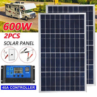 300W/600W Solar Panel Kit Complete 12V Polycrystalline USB Power Portable Outdoor Rechargeable Solar Cell Solar Generator - SunTweet