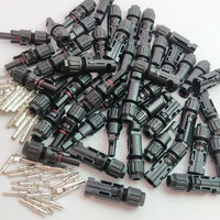 Collection of electrical connectors on a white background