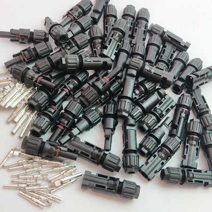 Collection of electrical connectors on a white background