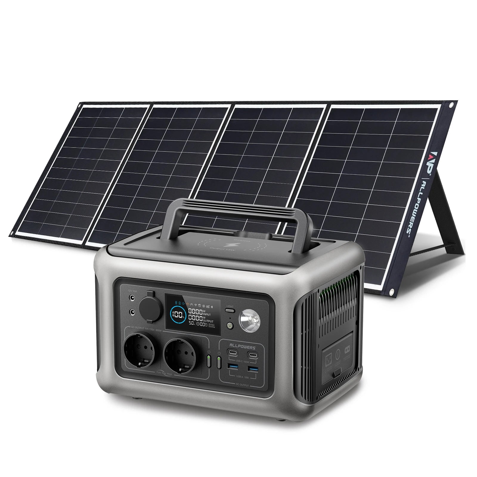 ALLPOWERS Solar Generator | 100W–200W Panel + 600W Power Station 299Wh