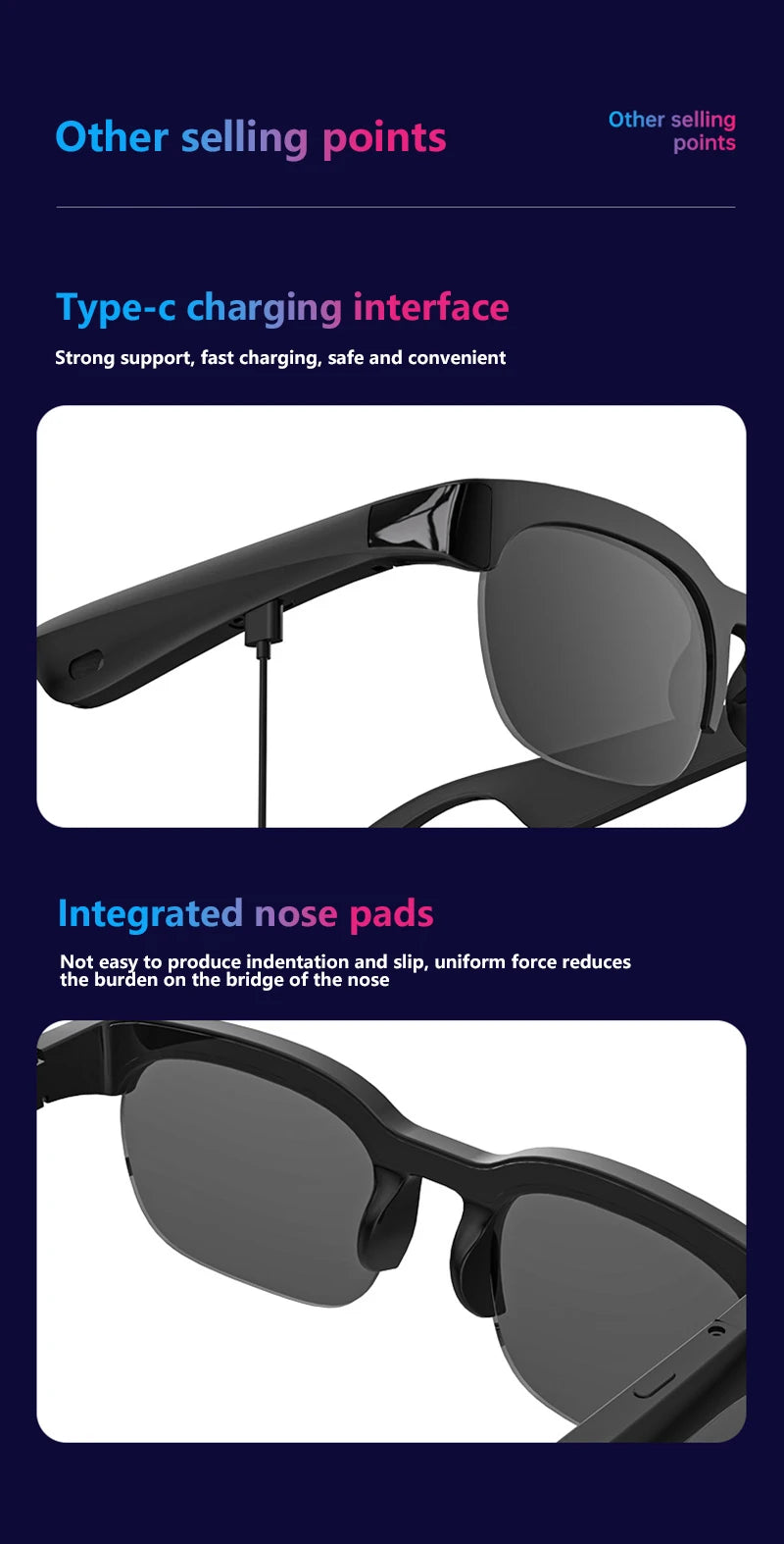 Bluetooth Smart Glasses | Audio &amp; AI Translation Options