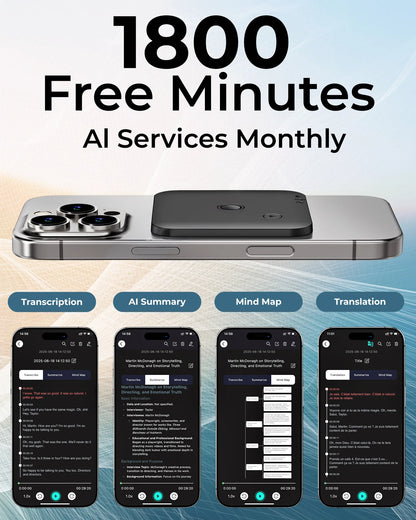 FoCase Rec CR1 AI Voice Recorder | 64GB &amp; Call Recording