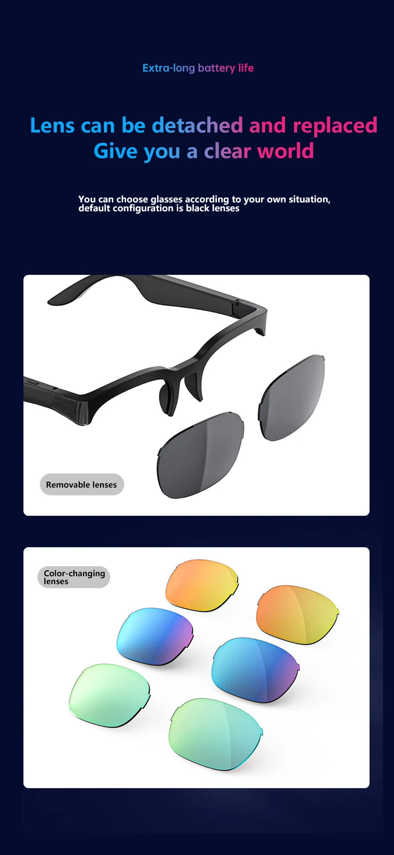 Bluetooth Smart Glasses | Audio &amp; AI Translation Options