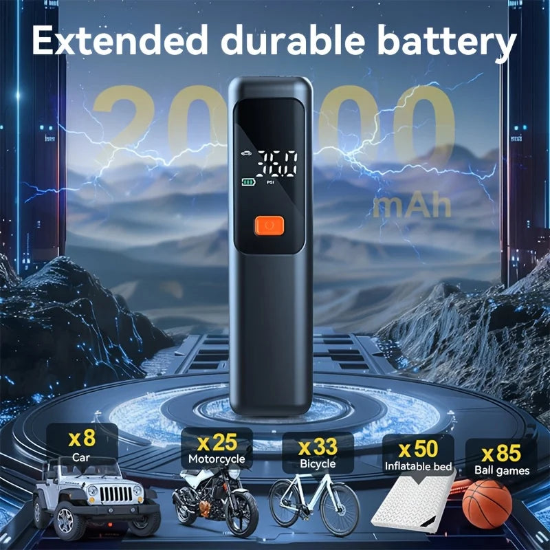 Portable Rechargeable Tire Inflator with LCD Display