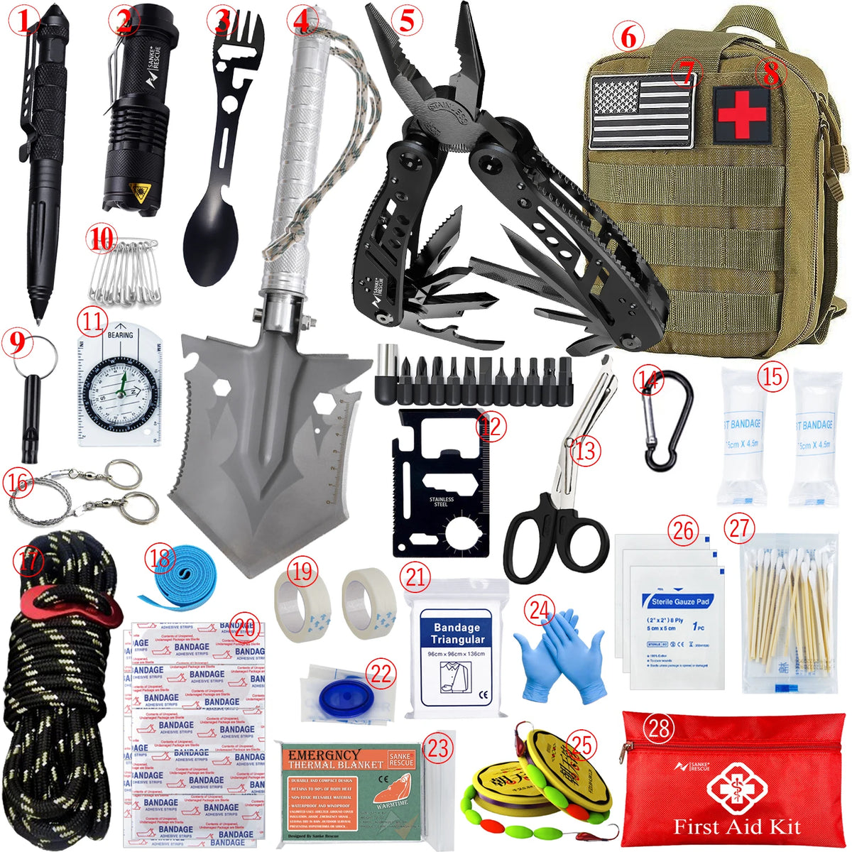 Outdoor Emergency &amp; First Aid Kit with MOLLE Bag