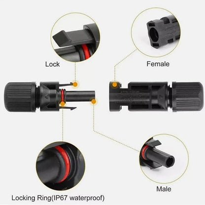 Wiring connector with labeled parts on a white background