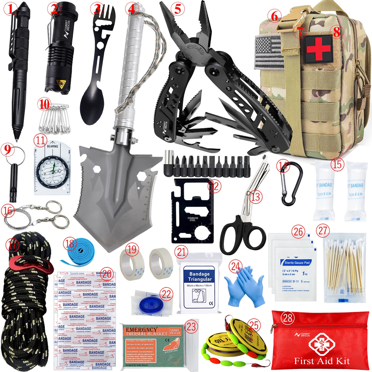 Outdoor Emergency &amp; First Aid Kit with MOLLE Bag
