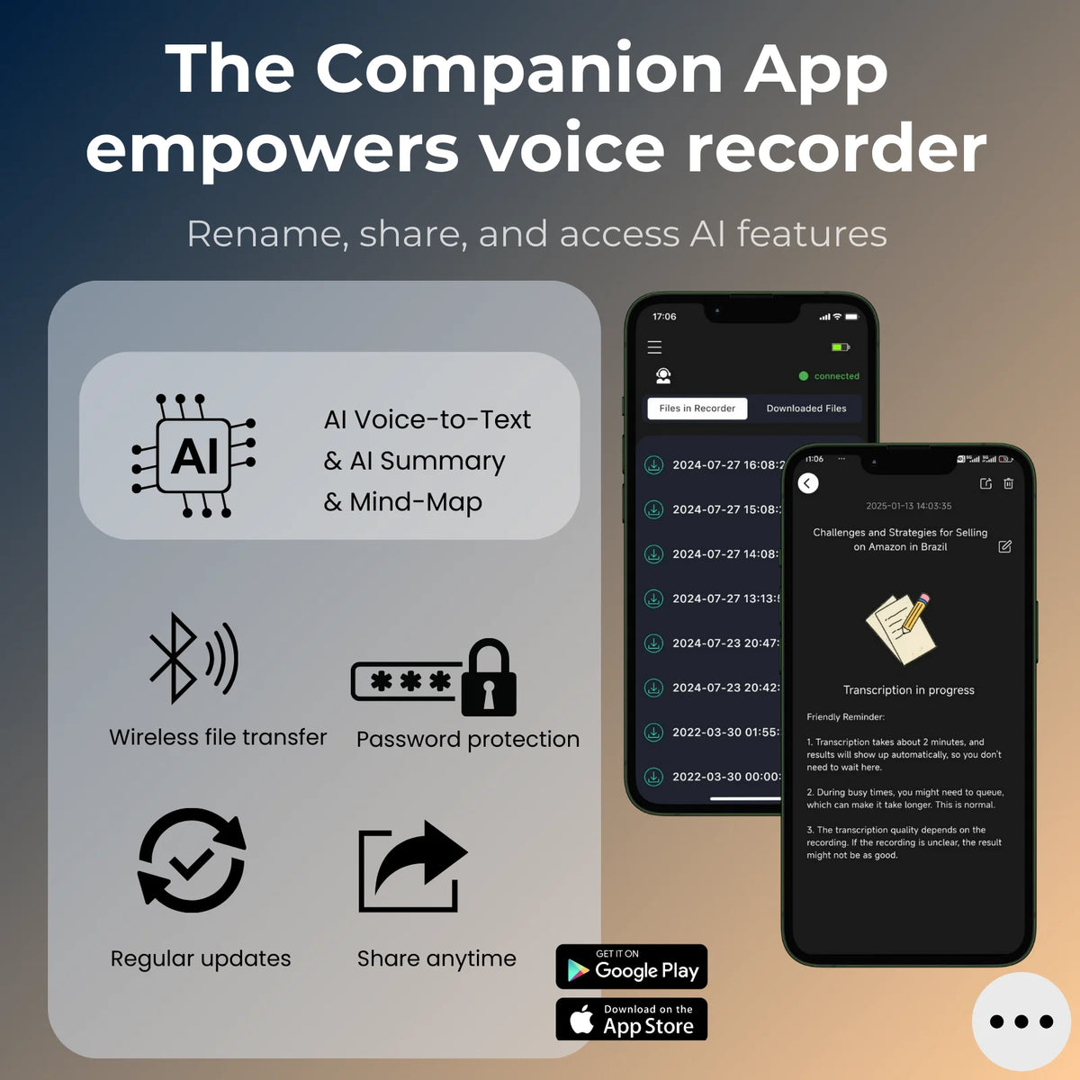 FoCase Rec CR1 AI Voice Recorder | 64GB &amp; Call Recording