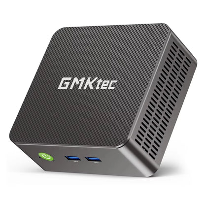 GMKtec NucBox G3S mini PC with textured top, green power button and front USB ports