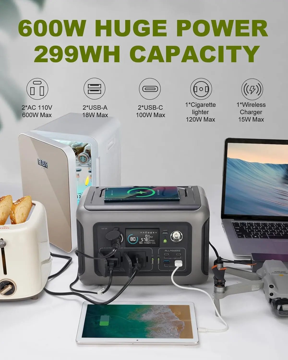 ALLPOWERS Solar Generator | 100W–200W Panel + 600W Power Station 299Wh - SunTweet