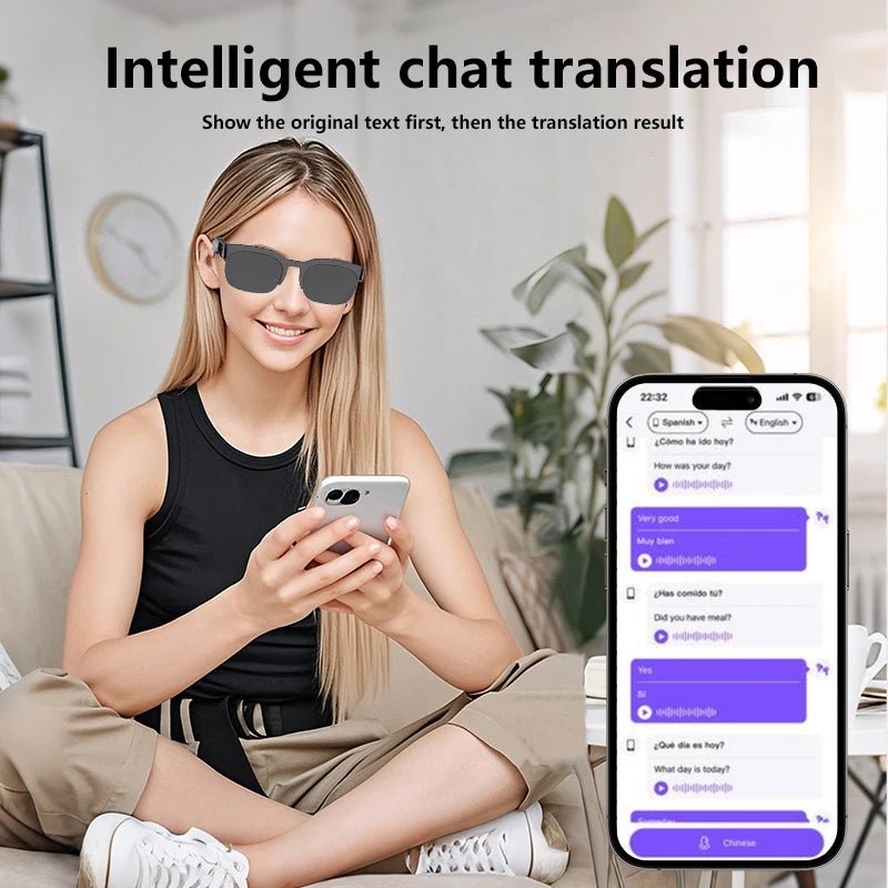 Bluetooth Smart Glasses | Audio &amp; AI Translation Options - SunTweet