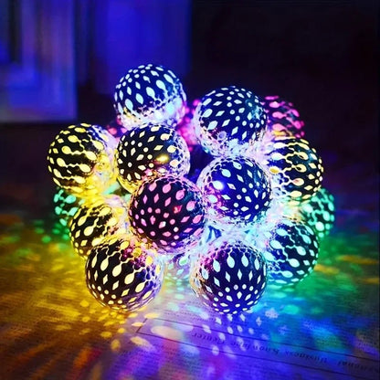 Moroccan Ball Solar String Lights | 20/30/50 LED Outdoor Decor - SunTweet