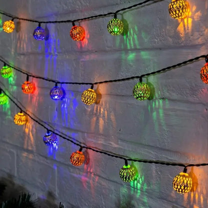 Moroccan Ball Solar String Lights | 20/30/50 LED Outdoor Decor - SunTweet
