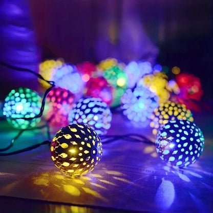 Moroccan Ball Solar String Lights | 20/30/50 LED Outdoor Decor - SunTweet